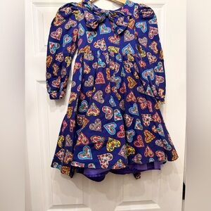 Vintage Colorful Heart Pattern Kids Dress